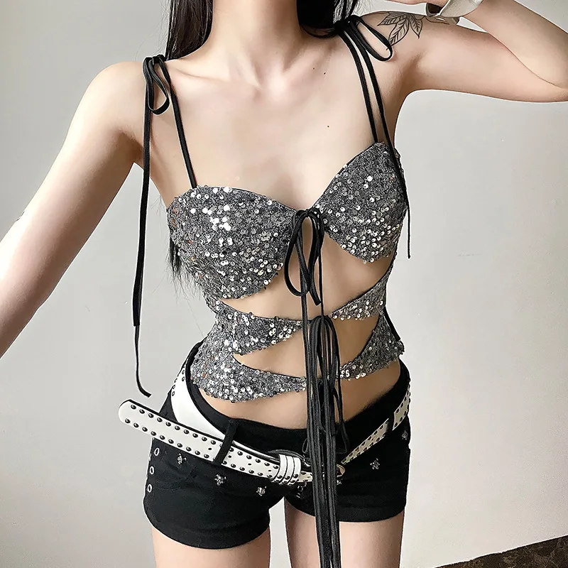 2025 Cross-border Summer New Women's Clothing Solid Color Slim Street Fashion Suspender Sexy Halter Vest Women