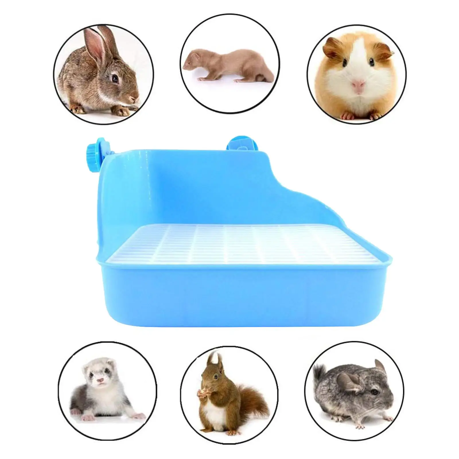 - Potty Cage Rectangular for Small Animals Pet Saucepan , Blue