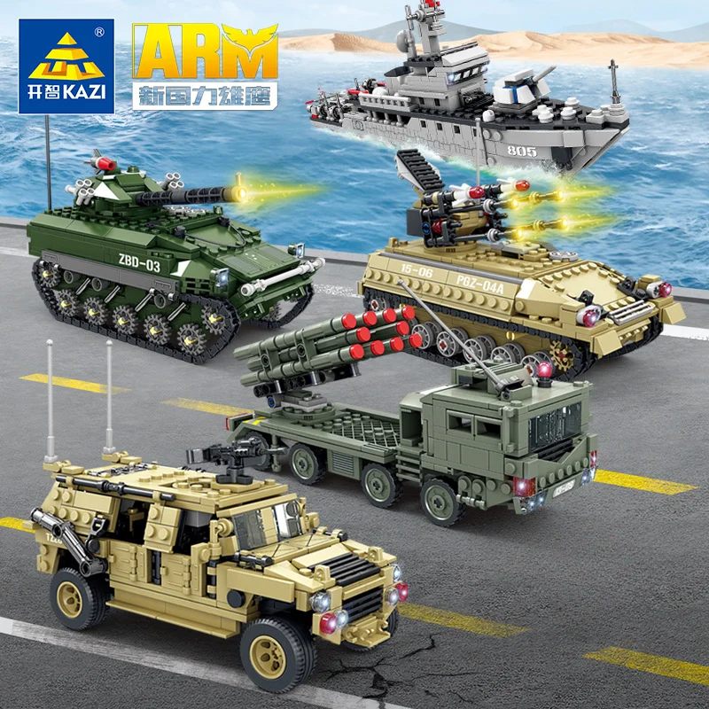 

Kaizhi Tank Armored Vehicle Boys Children Building Blocks Puzzle Toy Matching Assembly Puzzle Model Children Birthday Xmas Gifts