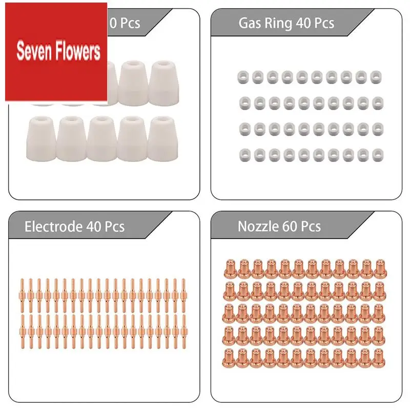 

150Pcs Plasma Tips Nozzle Extended Electrode Consumables Fit For CUT-40 CUT-50D CT-312