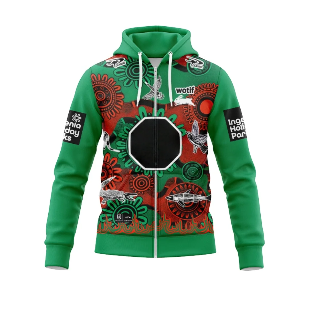 

2025 Rabbitohs Men's Zipper Hoodie Aboriginal Rugby Jersey