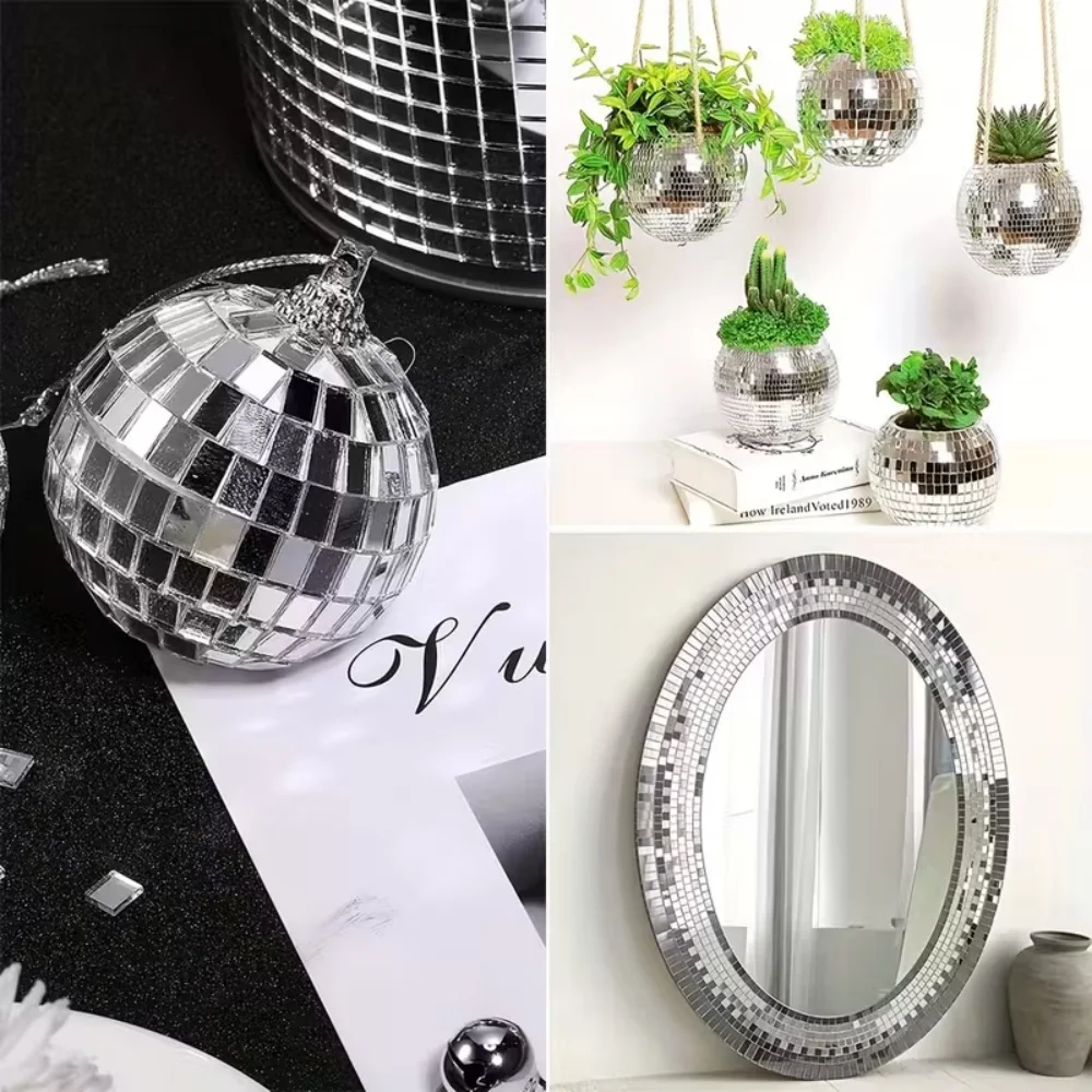 1 Stück 1m/39,37 Zoll Selbstklebende Spiegelmosaik-Reflektoraufkleber für DIY-Kugelkunst-Collage, 3D-Wandtattoos für KTV-Bar-Dekoration – Detail 5