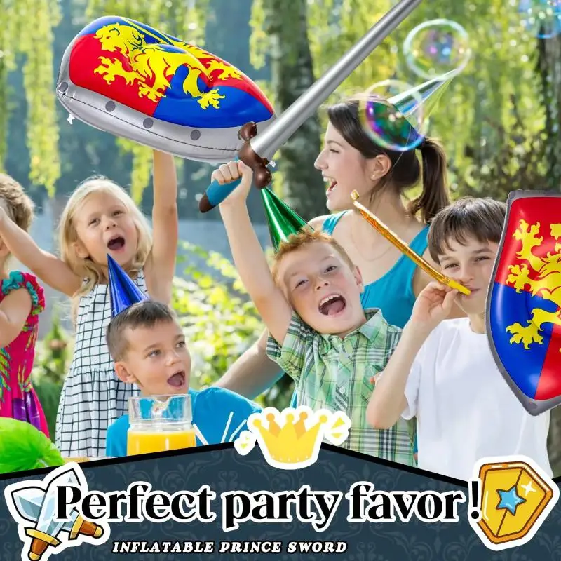 Set de Regalos Inflables de Escudos de Caballero para Fiestas, Escudo Medieval Inflable para Decoraciones de Fiestas de Príncipes
