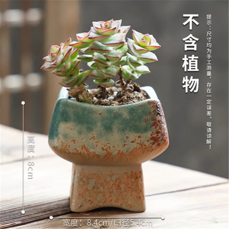 Ceramic Flower Pot With Bamboo Retro Japanese Style Succulent Plant Flowerpot Bonsai Planter Garden Decor Cactus Plants Planters