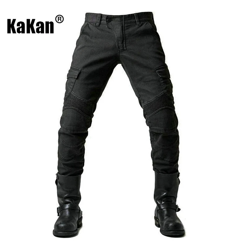 Kakan-Men's Cycling Jeans, Anti Fall Protection, Breathable and Wear-resistant All Season Workwear, Motorcycle Long Jeans