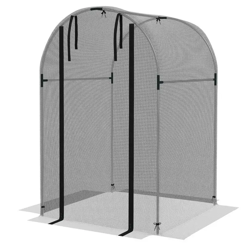 

Outsunny Galvanized Steel Crop Cage, Plant Protection Tent with Zippered Door, 4' x 4', Black