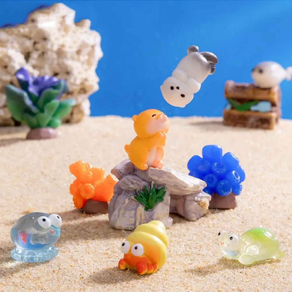 Resin Crafts Marine Animals Fish Ornaments Cute DIY Miniatures Animals Figurines Coral Fish Mini Garden Decorations Outdoor