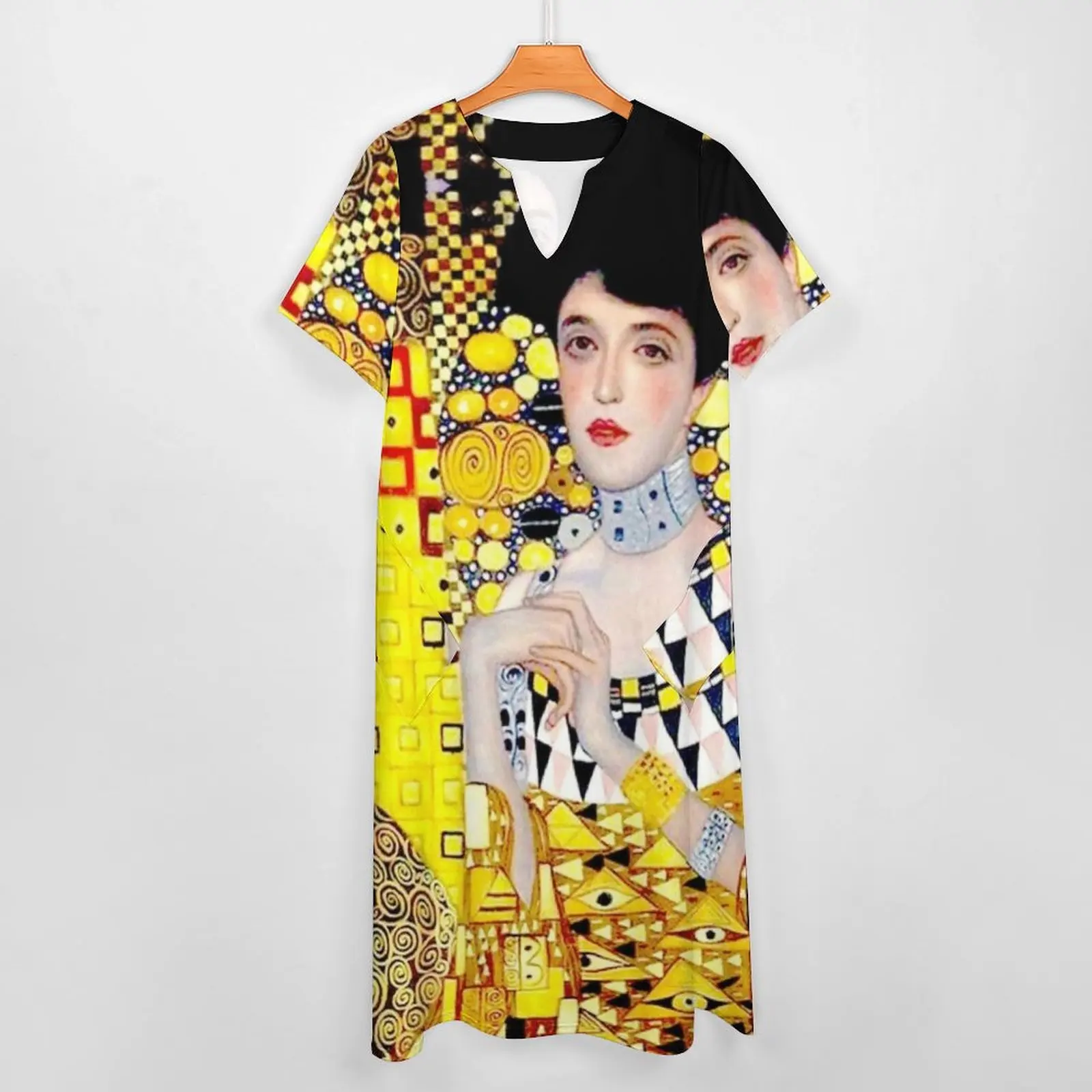 Gustav Klimt Dress Summer Lady in Gold Portrait Aesthetic Casual Long Dresses Ladies Design Modern Maxi Dress Big Size 4XL 5XL