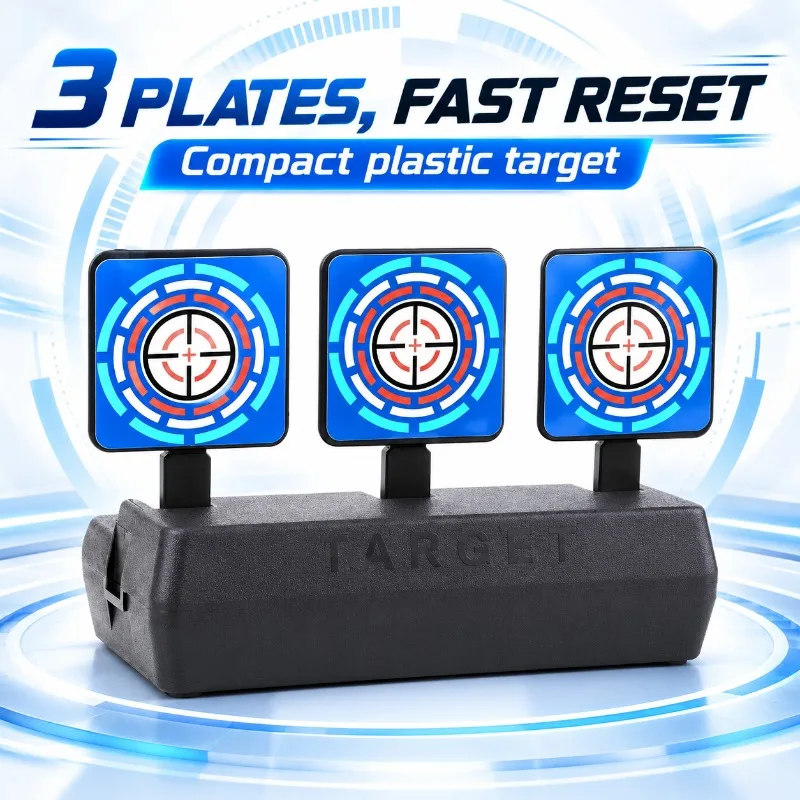 Backyard Tabletop Leisure Prop Set, 3‑Piece Auto‑Reset Plastic Hobby Target for Daily Pastime Activities