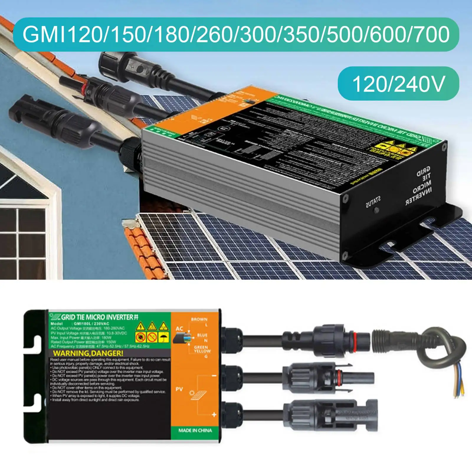 

100W GMI-series Solar Micro Inverter MPPT Grid Tie Inverter Pure Sine Wave Inverter 10.8-30V 120v 230V 50HZ 60HZ