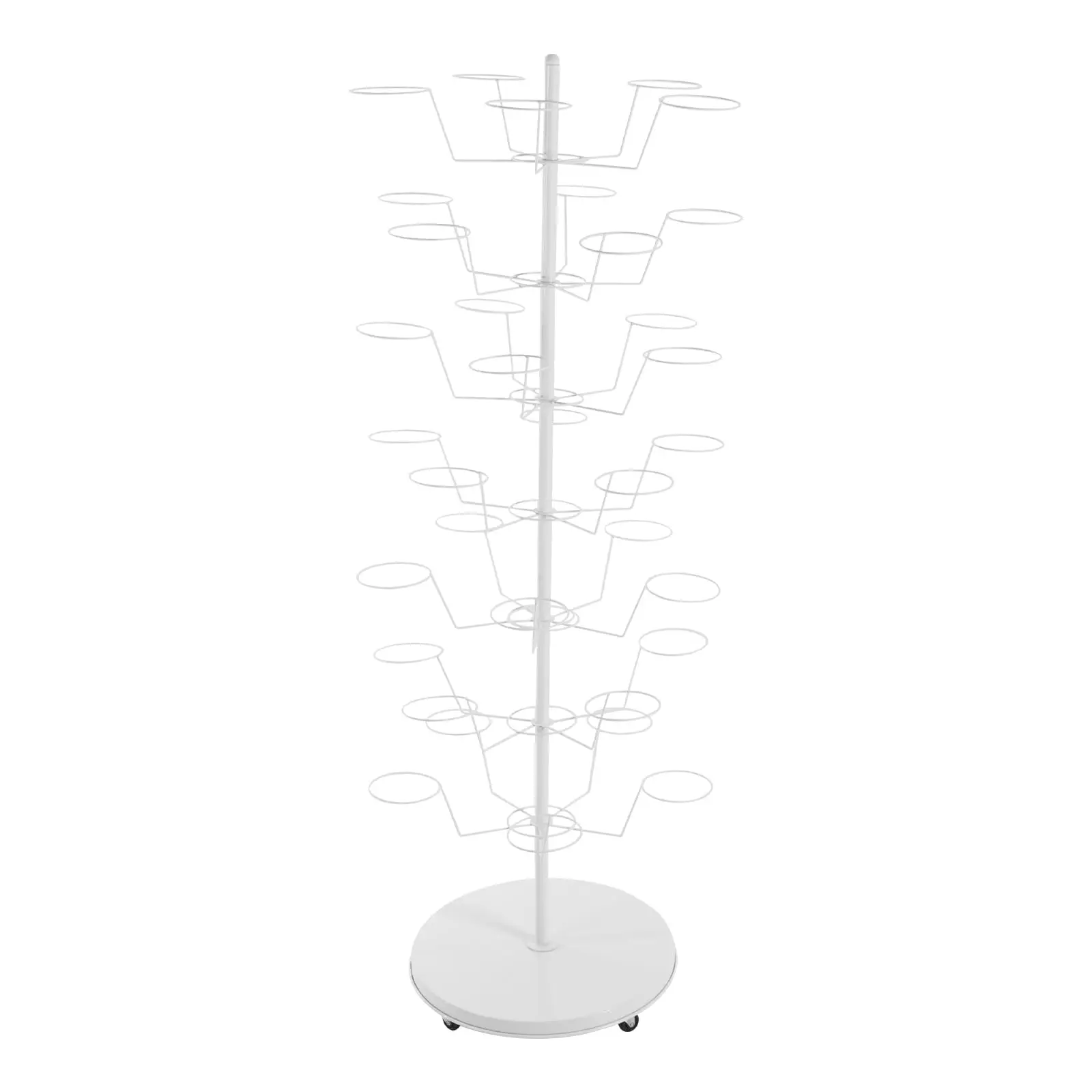 7 Tiers Freestanding Metal Pipe Hat Rack Stand with 35 Hangers Floor-Standing Hat Holder Rack White Hat Display Stand for Baseba