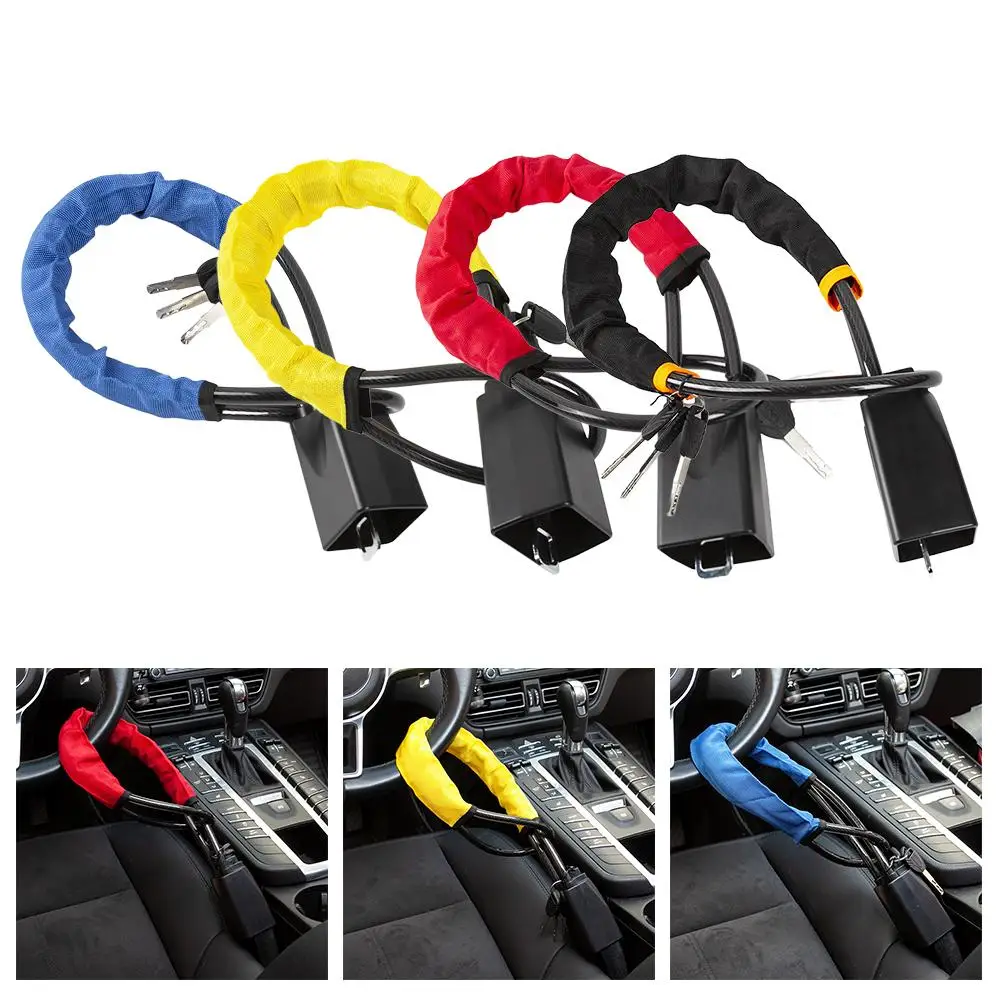 

Car Steering Wheel Lock with Seat Belt Buckles Sturdy Lock Universal Theft Prevention Anti Device Lock for Truck SUV Van RV I9Y4