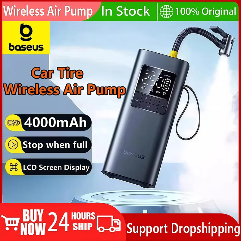 

Baseus Car Tire Wireless Air Pump Inflator Poratble Rechargeable Air Compressor For Car Motorcycle Bicycle Electric Air Pump