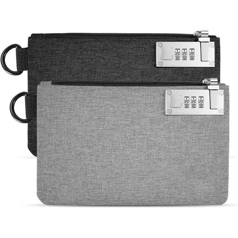 [a92z-new】-borsa-porta-soldi-aerthezu-con-serratura-borsa-porta-contanti-da-viaggio-con-chiusura-a-cerniera-confezione-da-2-in-nero-e-grigio-borsa-da-trasporto-con-serratura