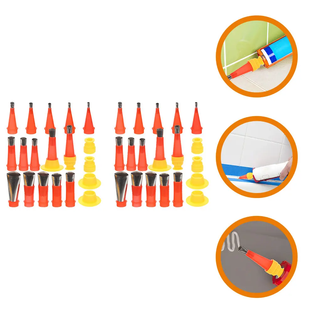 2Sets Easy Caulking Finisher Set Different Size Nozzles Adjustable Caulk Tips for Tile Corner Shower Window Seal Repair DIY