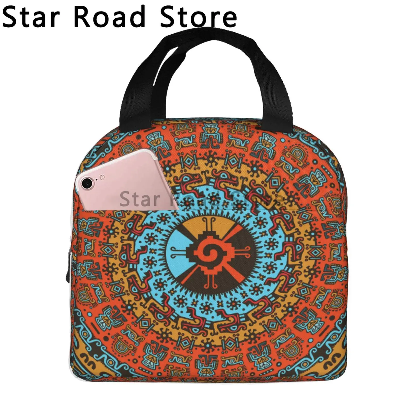 Mayan Aztec Hunab Ku Symbol Insulated Lunch Bags for School Office Leakproof Thermal Cooler Bento Box Women Children Kids