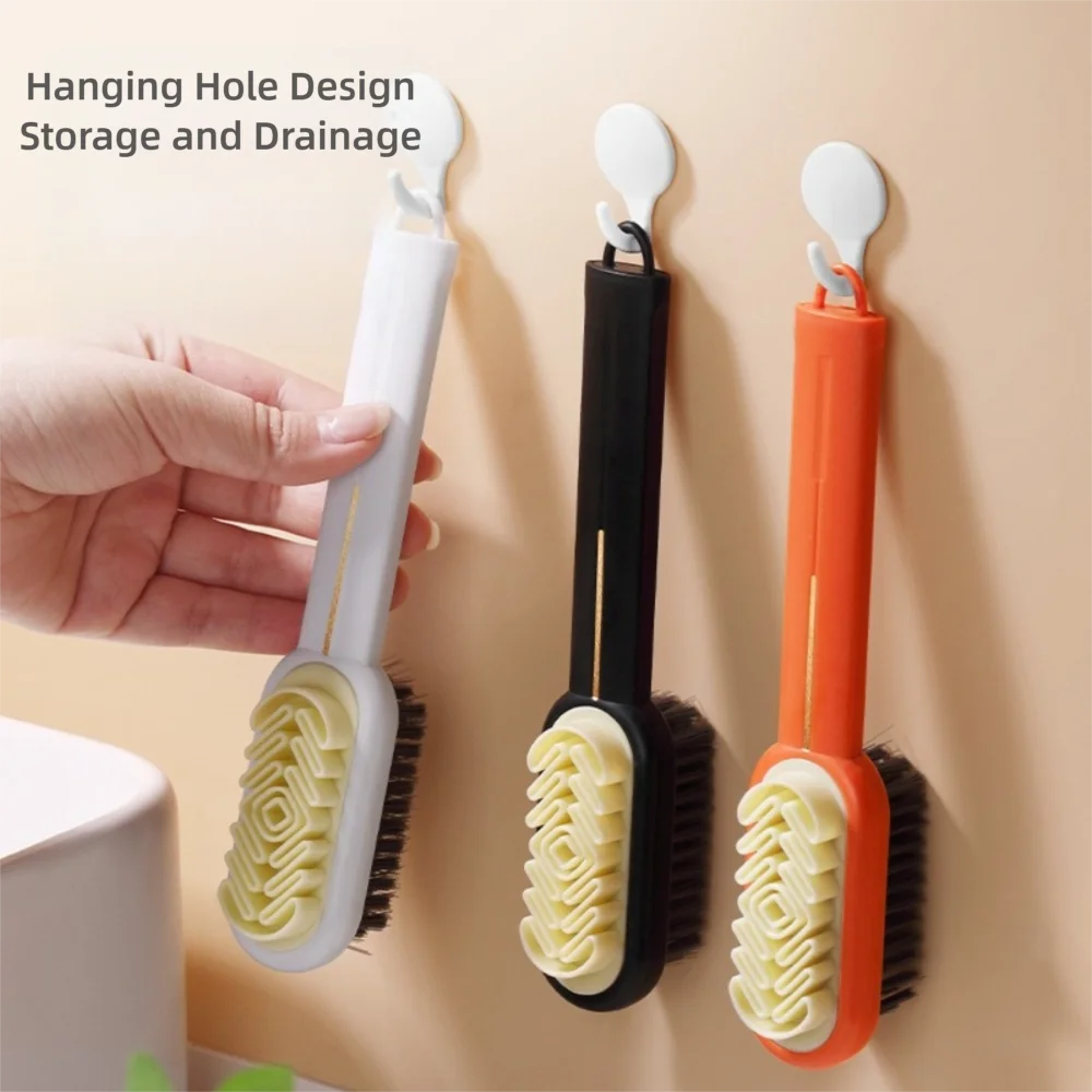 Portable Double Sided Cleaning Brush Long Handle Convenient Shoes Brush Multi-functional Washing Brush Cleaning Tool