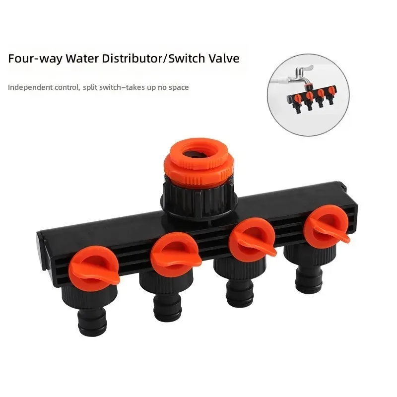 for Garden Watering 4 Way Plastic Valve Diverter Household Flower Irrigation One Minute Four Outlet Joint Connector
