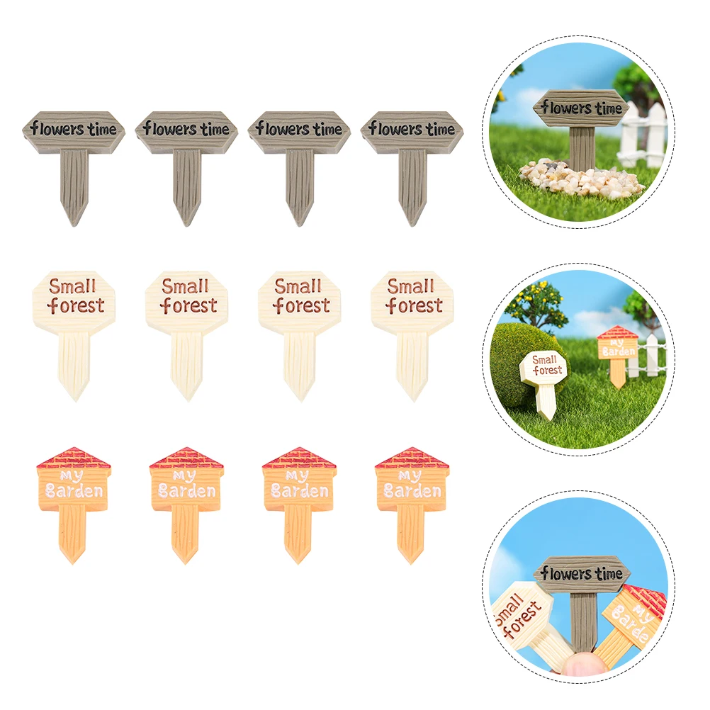 

12pcs Resin Signpost Direction Board Decor Garden Micro Landscaping Ornament Diy Bonsai Planting Decoration Directional