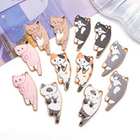10/12pcs Enamel-Printed Cat Pendants - DIY Jewelry Making Supplies for Bracelets, Necklaces & Earrings (6 Colors)