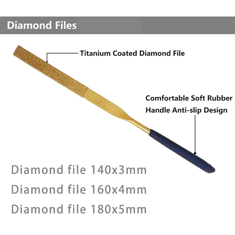 Needle Files Set 10PCS, 3x140mm, for Jewelers, Diamond Carving, Metal, Glass and Stone Crafts, Hand Tool