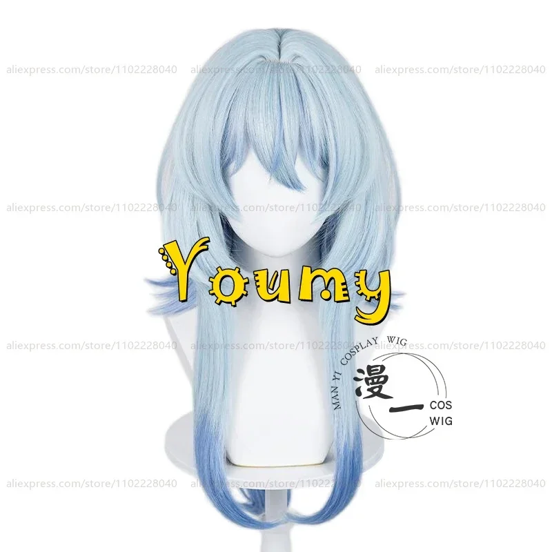 Wig The Shorekeeper Rambut Panjang 74Cm Wig Gradien Biru Cosplay Anime Wig Sintetis Tahan Panas untuk Wanita Dewasa Pesta Permainan Peran