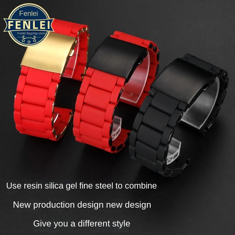 حزام ساعة من السيليكون المطاطي لكاسيو ، حزام من الفولاذ المقاوم للصدأ ، سوار ، ديزل ، DZ7370 ، DZ7396 ، DZ428 ، 24 ، 26 ، 28
