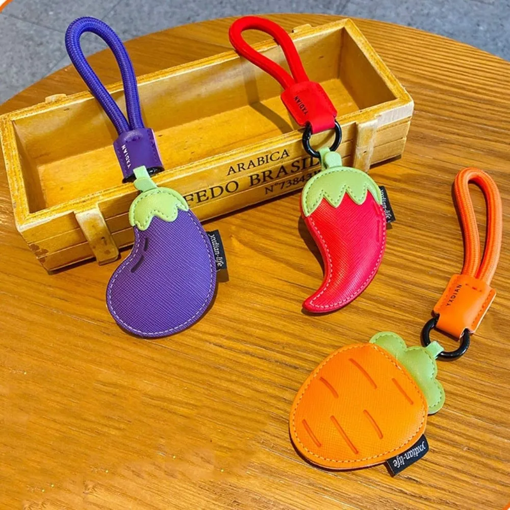 

Cute Cartoon Vegetable Keychain Eggplant Carrot PU Leather Bag Pendant Birthday Gifts Bag Charms Car Keyring Girl/Boy