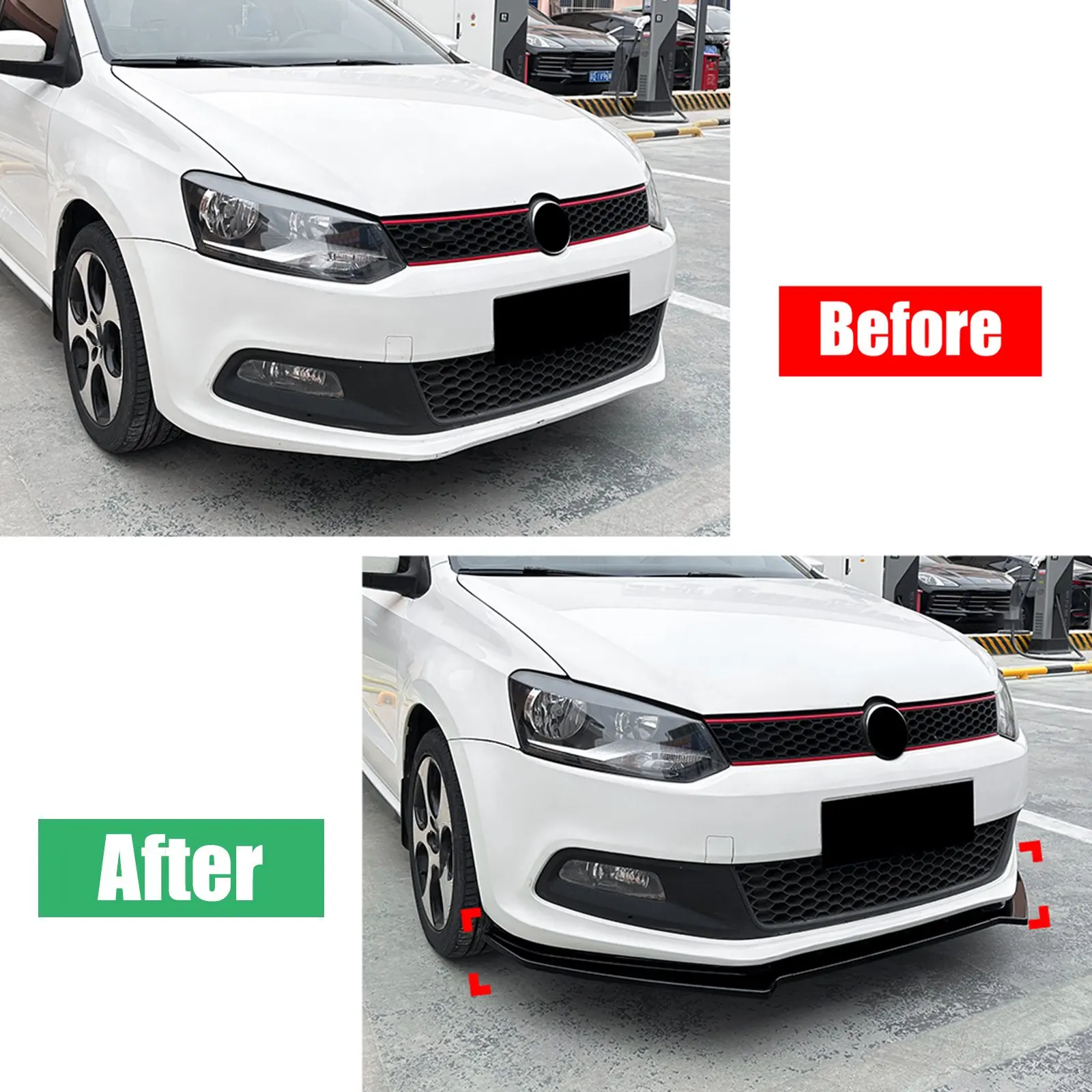 

For VW Polo MK5 6R GTI 2010-2014 Car Front Bumper Lip Splitter Diffuser Body Kit Spoiler Trim Black Carbon Look Tuning Trim