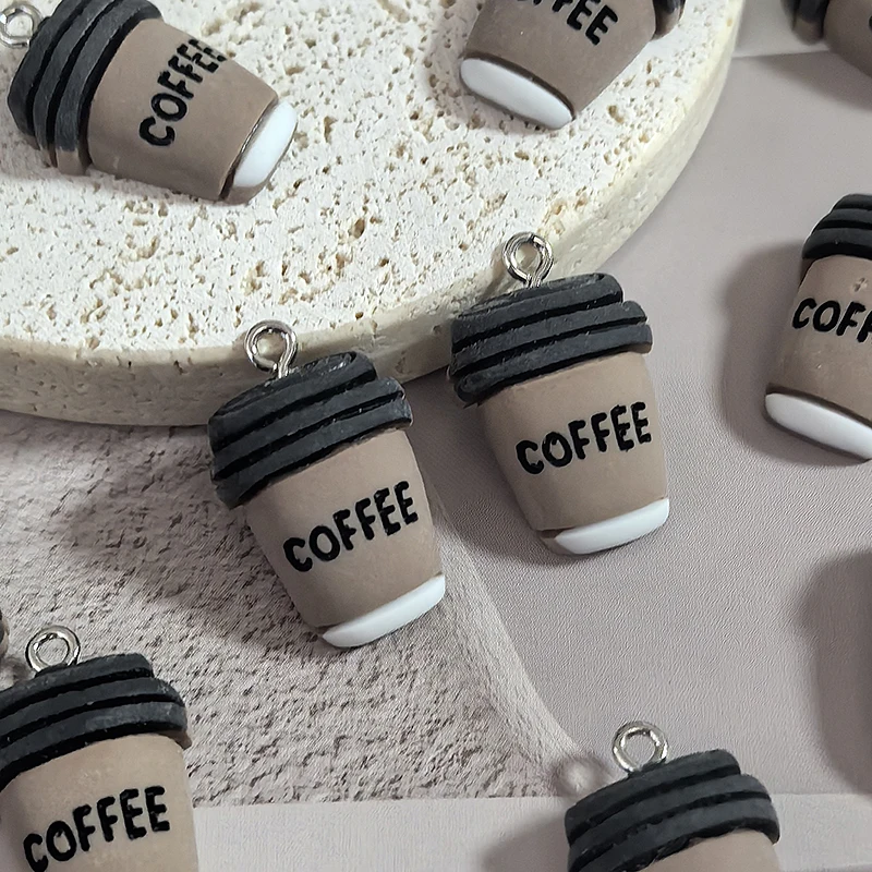 10 قطع الراتنج فلاتباك زجاجة القهوة القرط سحر خمر شرب زجاجات سوار حقيبة المفاتيح سحر DIY مجوهرات الإكسسوار #1