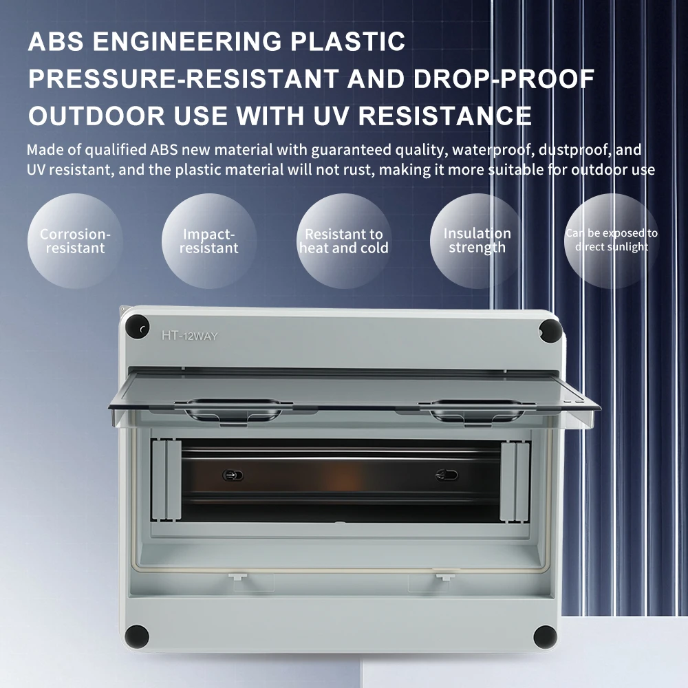 IP65 Waterproof HT-5/8/12/15/18/24 Way Distribution Box Home Outdoor Dustproof Junction Box ABS Plastic Enclosure Switch Box