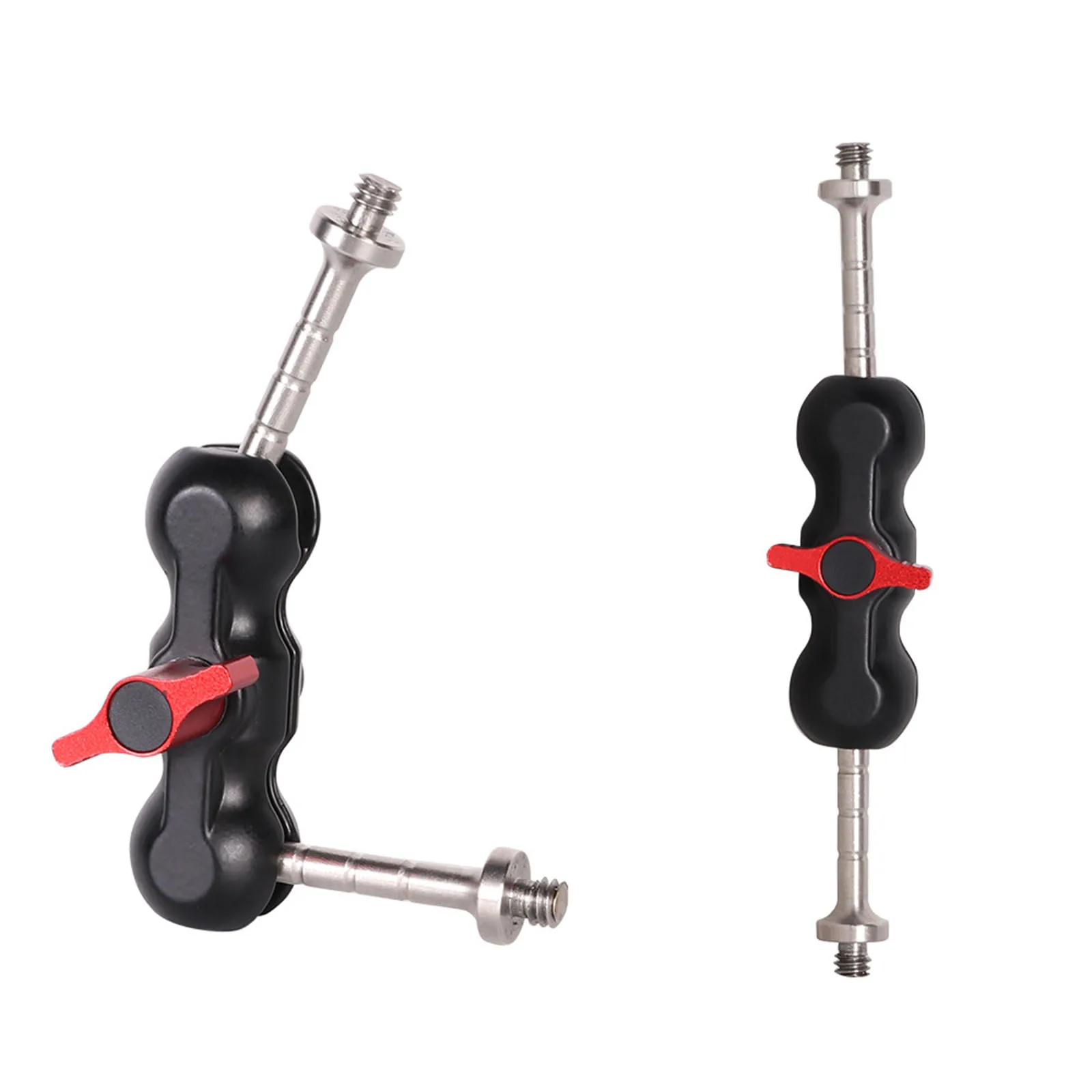 Mini แขนมายากลอะแดปเตอร์ Multi-Function Double Ballhead 1/4 "สกรูสำหรับกล้อง LED Light/แสงแฟลช/กล้อง