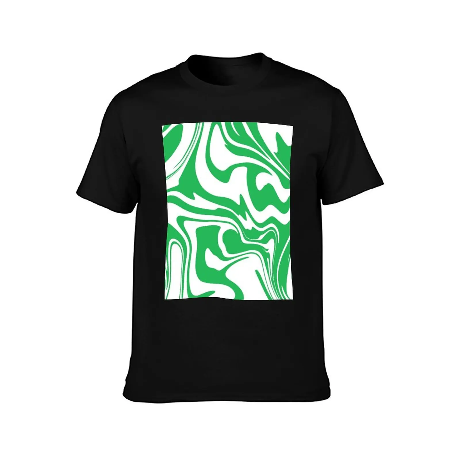 Green Swirl Print T-Shirt Casual Minimalist Short Sleeve Top T-Shirt