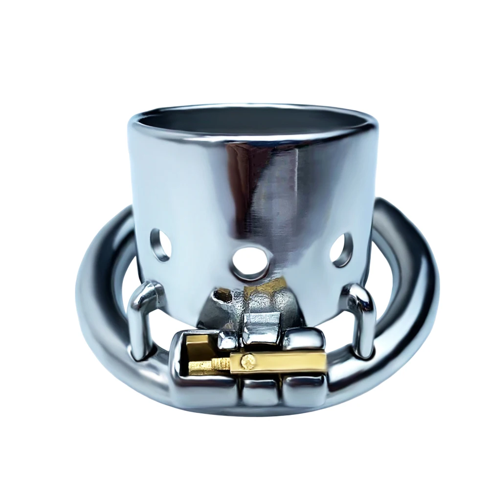 FRRK Bentuk Tabung Silinder Perangkat Kandang Kesucian Pria Penahan Penis Permainan Budak Pria Cincin Kunci Ayam Busur Mainan Seks Pasangan Toko BDSM