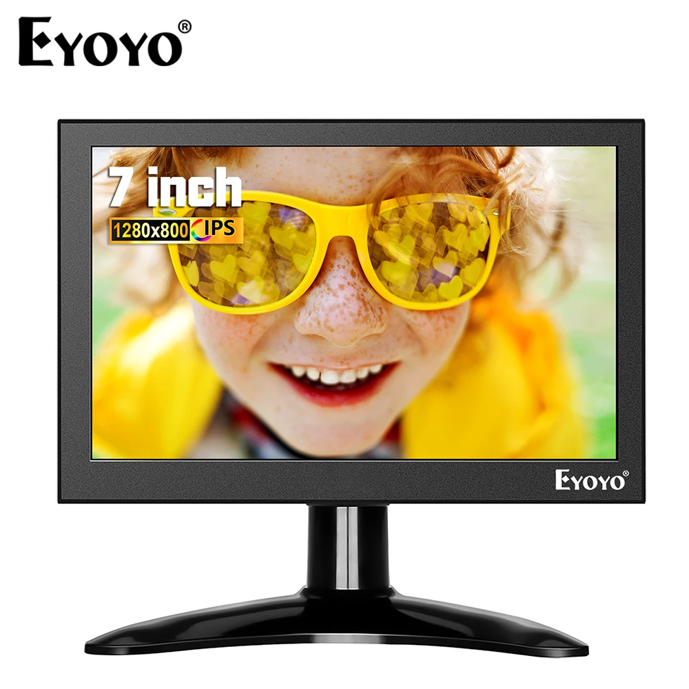 

Eyoyo EM07H Portable 7" Small HDMI Monitor 1280x800 Resolution 16:10 TFT Screen Built-in Speaker Support HDMI/VGA/AV/BNC Inputs