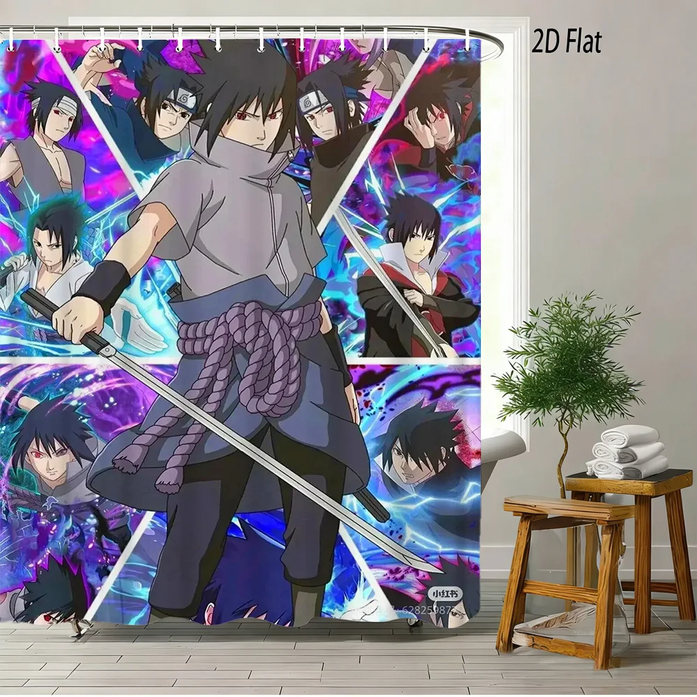 

Водонепроницаемая шторка для душа с 2D-принтом в стиле аниме: коллаж персонажей Наруто и Саске Учиха для декора ванной комнаты