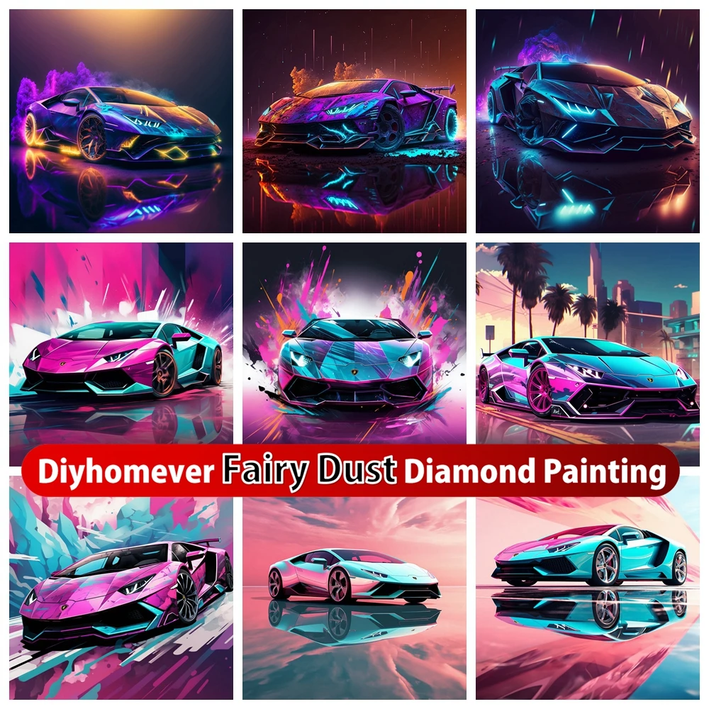 

Lamborghini Fairy Dust Diamond Painting Car Full Diamond Embroidery Scenery Cross Stitch Handicraft Rhinestones Gift Home Decor