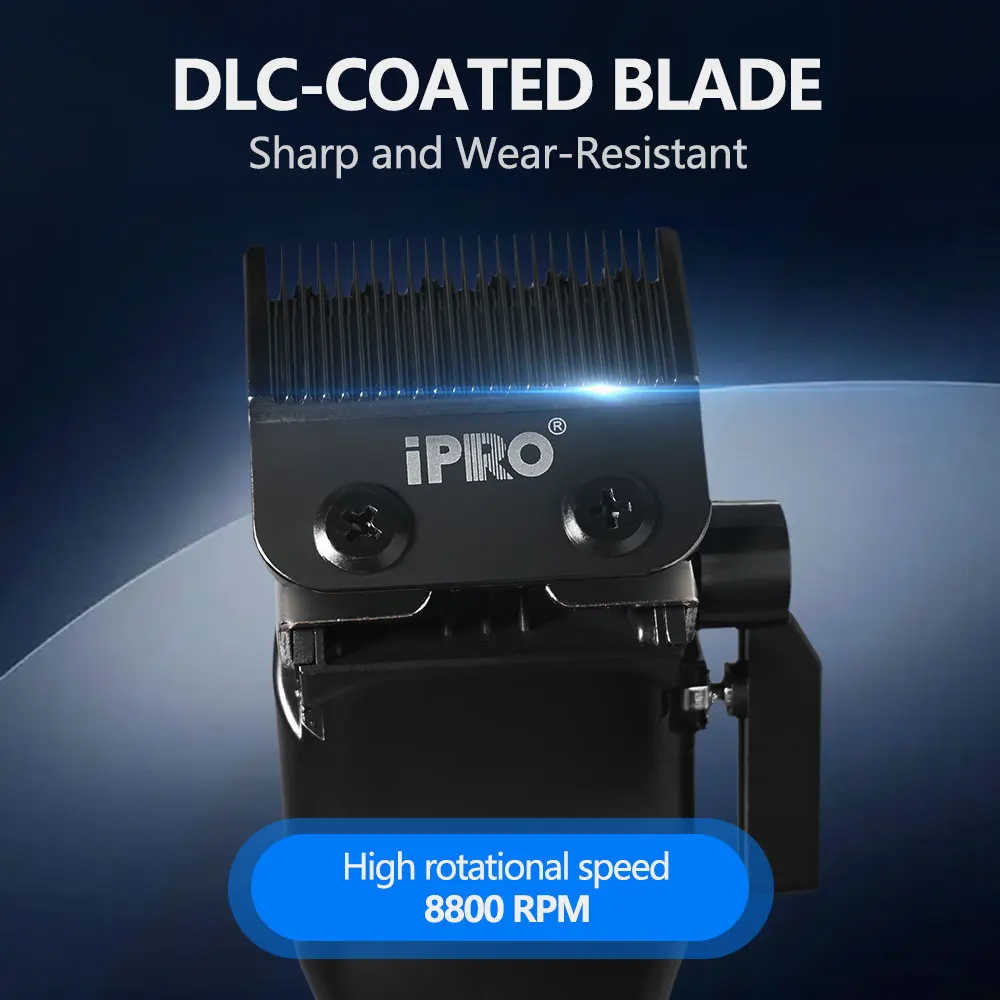 IPRO S1081 ماكينة قص الشعر الكهربائية الاحترافية 8800 دورة في الدقيقة عالية السرعة 4500 مللي أمبير في الساعة عمر البطارية الطويل مشط مغناطيسي قابل للفصل لتشذيب الشعر #3