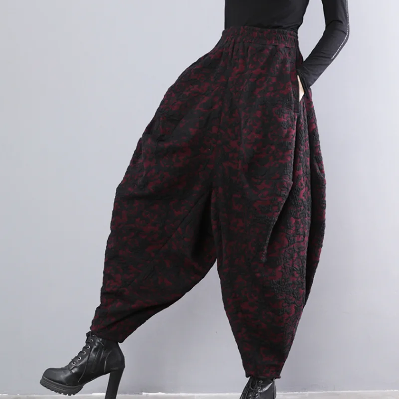 

Jacquard bloomers women's casual pants new loose slim retro harem pants