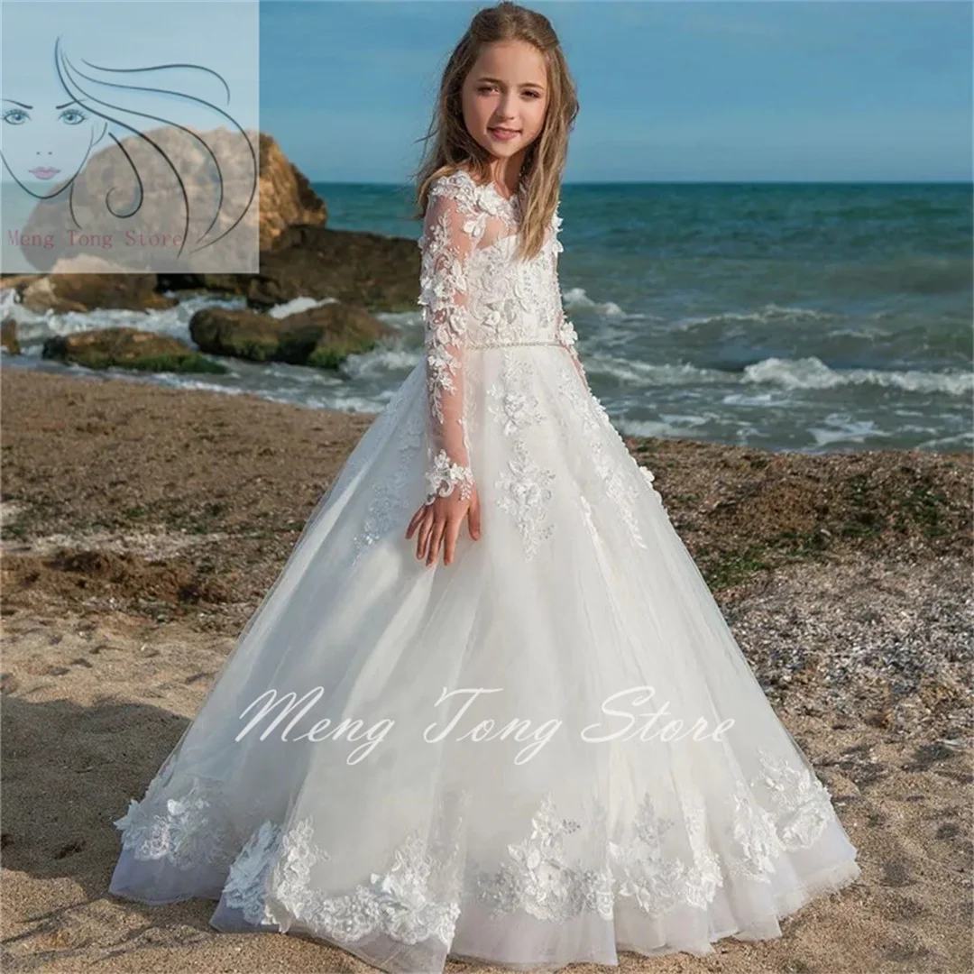 communion-dresses-long-sleeved-tulle-lace-decal-princess-flower-girl-dress-wedding-party-ball-dream-kids-surprise-presen