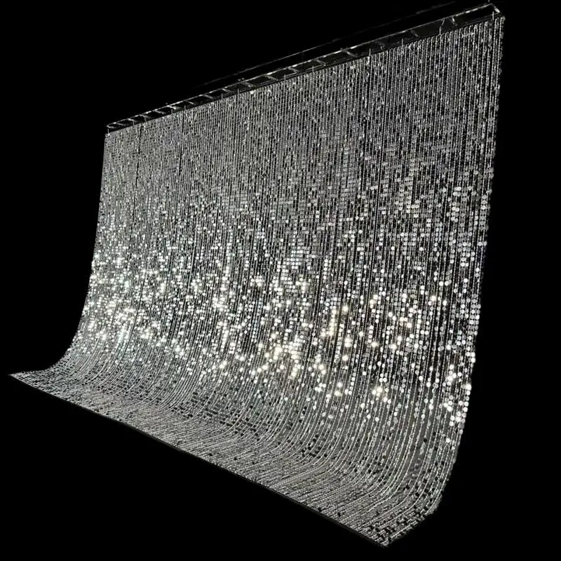 

2PCS Dazzling Wedding Sequin Hanging Curtains Pearl Pendants Banquet Stage Shooting Props Suspended Ceilings Background Decor