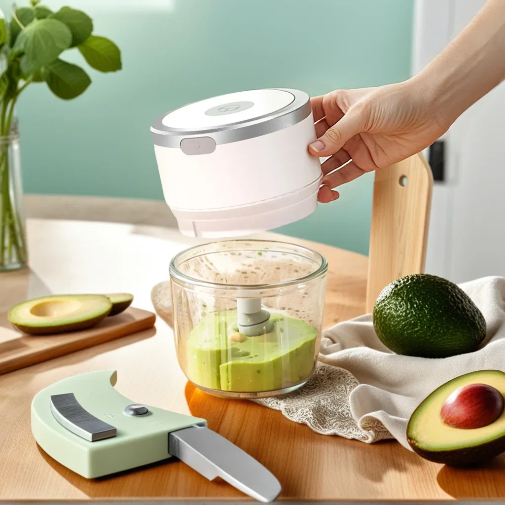 مفرمة ثوم صغيرة 250 مل، محضر طعام محمول، مفرمة لحم لاسلكية، كسارة متعددة الأغراض للخضروات والثوم والزنجبيل،