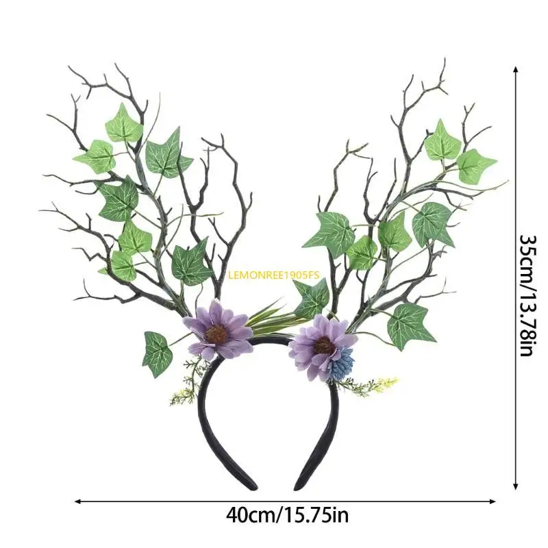 

DXAE Soft Flowers Antlers Headbands Comfortable Chidren Lovely Styles Hairpiece for Women Witch Outfit