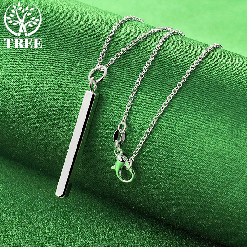 ALITREE 925 Sterling Silver Rectangular Pendant Necklace For Women necklaces Fashion Party Wedding Jewelry Birthday Gifts Choker