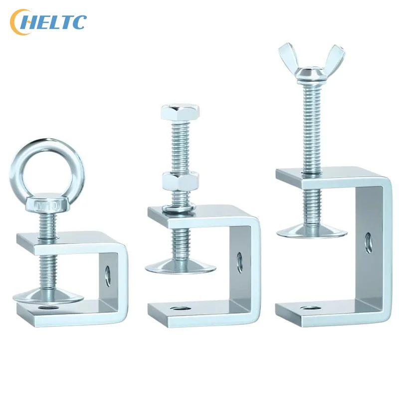 CarbonSteel C Clamp Mount Steel Pipe Square Clamp Corrosion-resistant Rust-proof Adjustable Fixed Holder Clip Hardware Fasteners