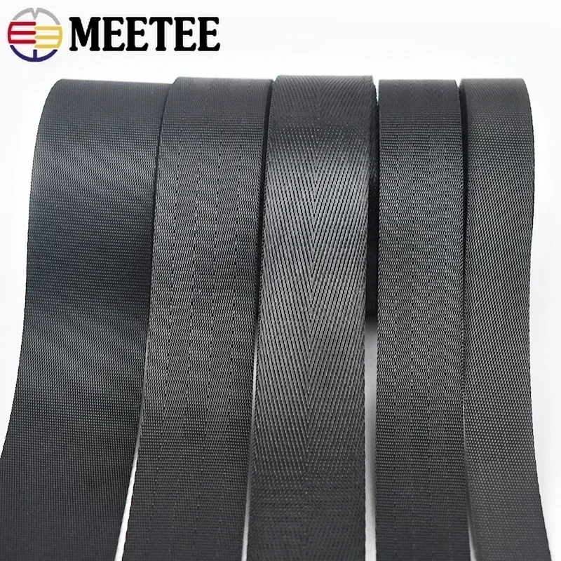 5M 20/25/32/38mm Nylon Black Webbing Tape for Bag Strap Ribbons Band Belt Webbings Bias Binding DIY Garment Sewing Accessories