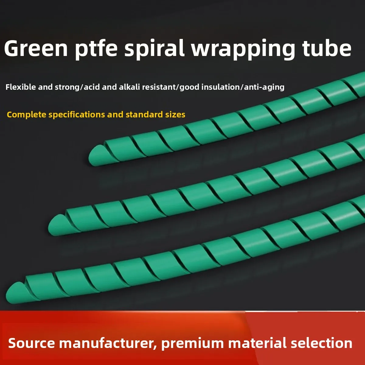 

Green PTFE Winding Tube, Teflon Rotary Cutting Tube, High Temperature Resistant Spiral Tube, Protective Sleeve