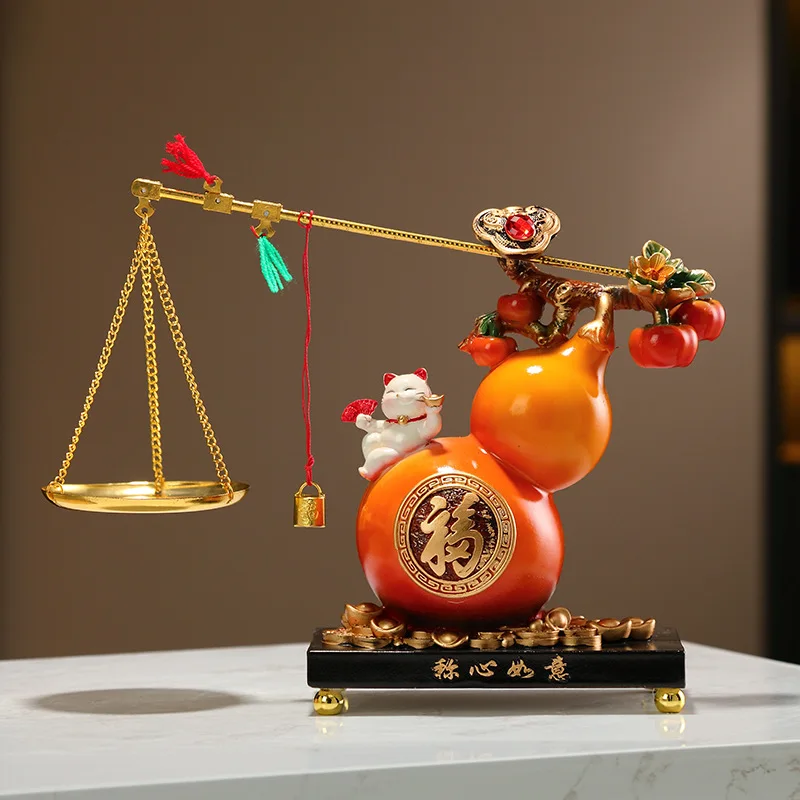 High-end Fu character gourd ornament New Chinese-style living room entrance Bogu rack Satisfactory decoration housewarming gift