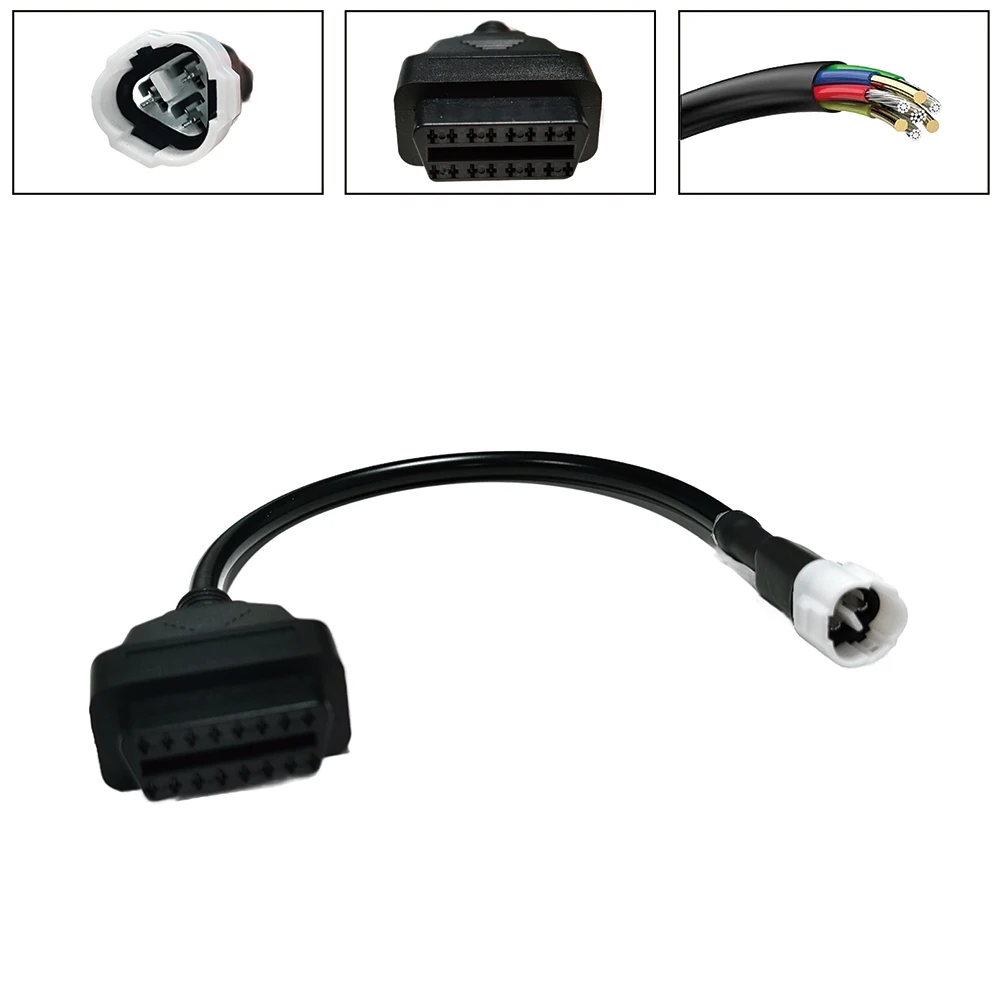 Imagen 3: Cable adaptador OBD2 para motocicleta, Cable de extensión para YAMAHA, conector OBD2 de 3 pines, conector OBD2 para Honda Moto