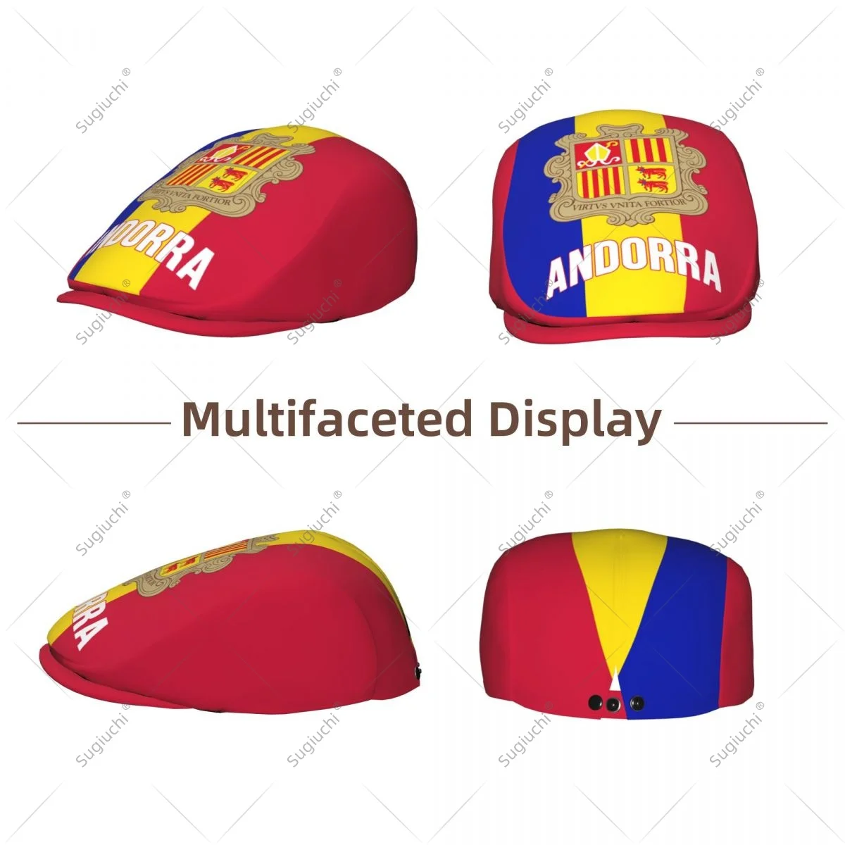 Forward cap Andorra Flag Men Women Flat Newsboy Driving Hat Cap Short Brim for Driving Daily visors hat